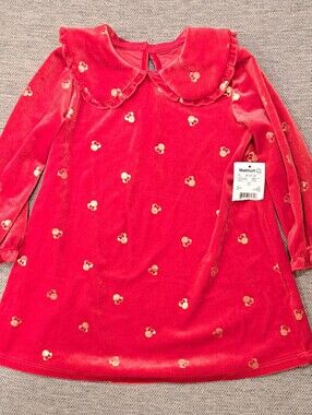 Disney Baby Red And Gold Minnie Mouse Ears Dress -NWT